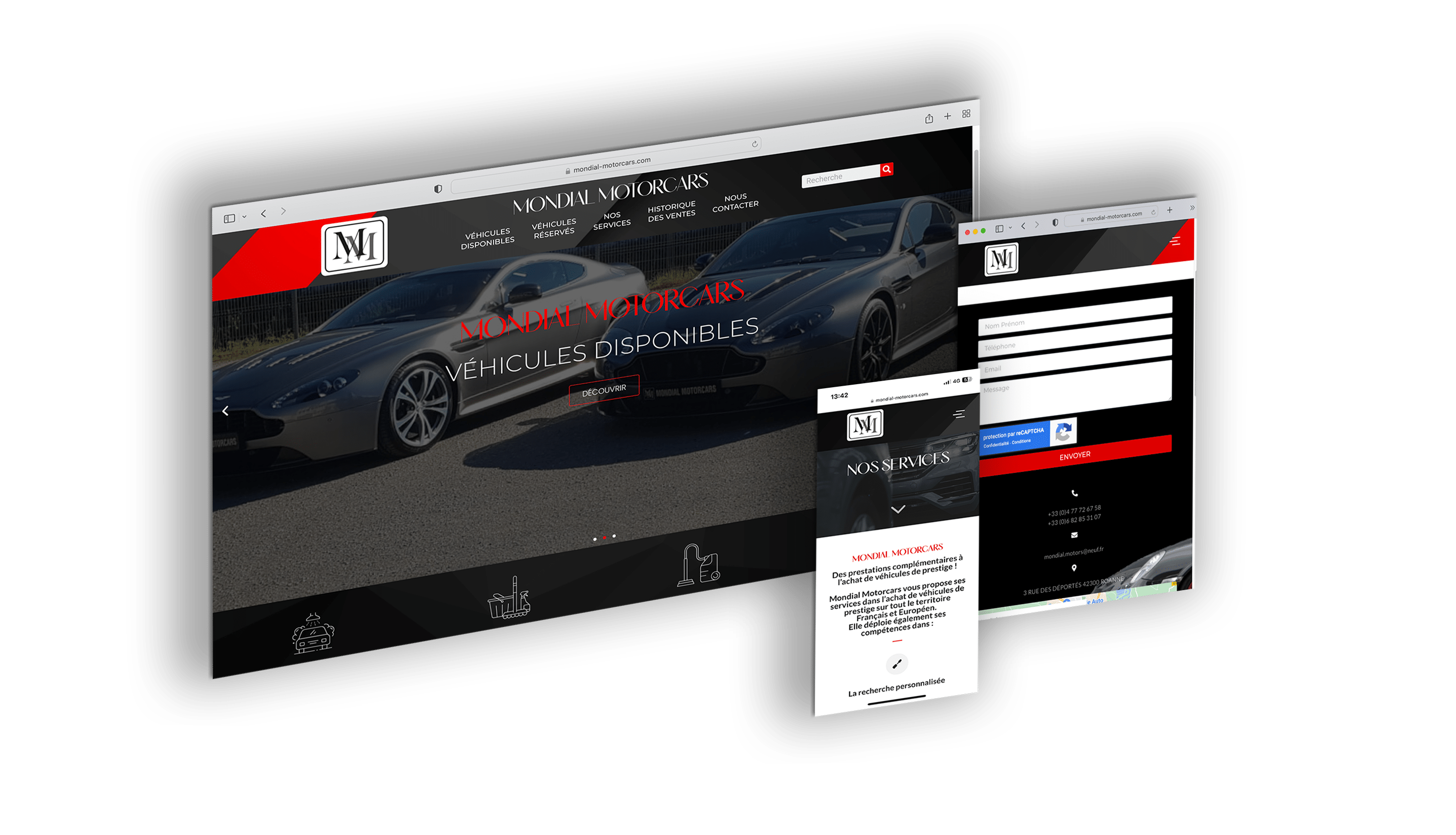 Création site web à Roanne 42 - Création de site vitrine sur le secteur du Roannais avec Mondial Motorcars 42